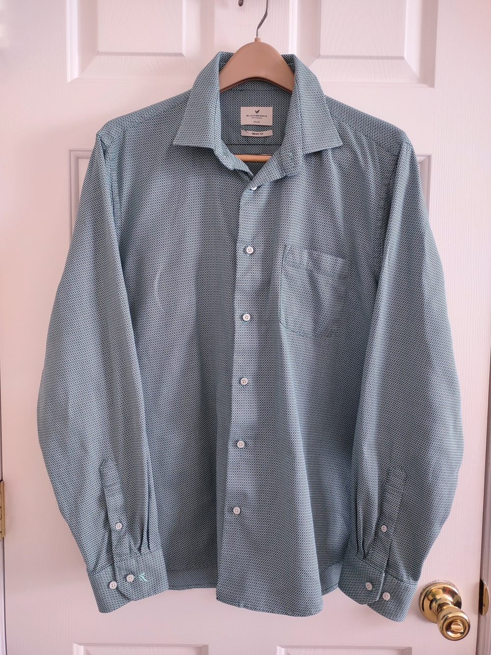 Men's Blackberrys Smart Fit Teal Patterned Dress Shirt